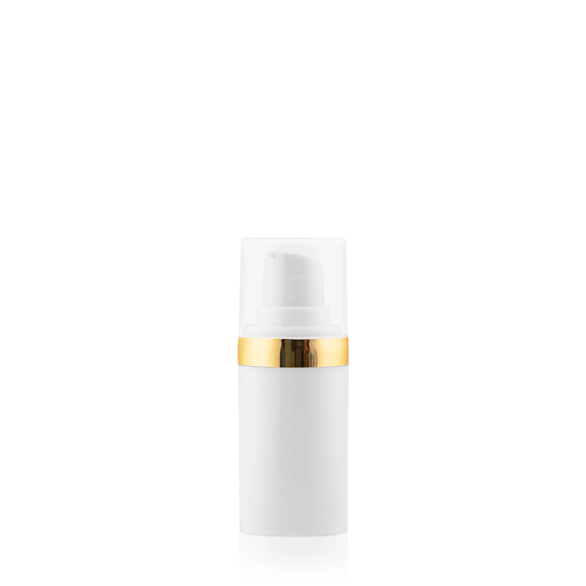 Frasco Airless MEG Branco com Friso Dourado 15ml