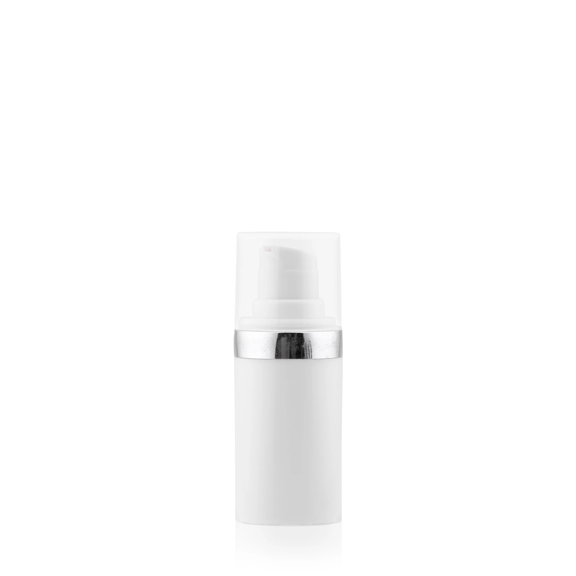 Frasco Airless MEG Branco com Friso Prata 15ml