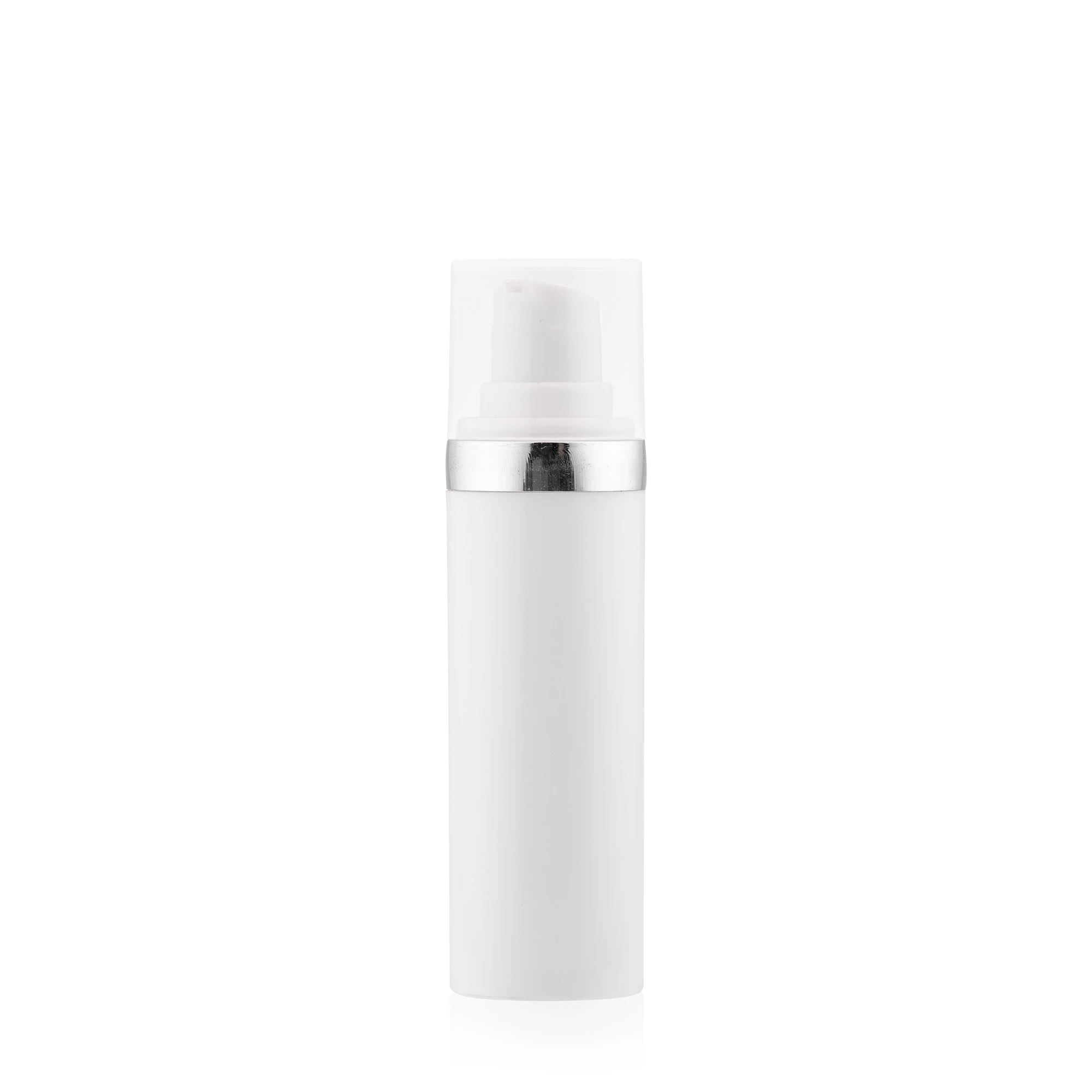 Frasco Airless MEG Branco com Friso Prata 30ml