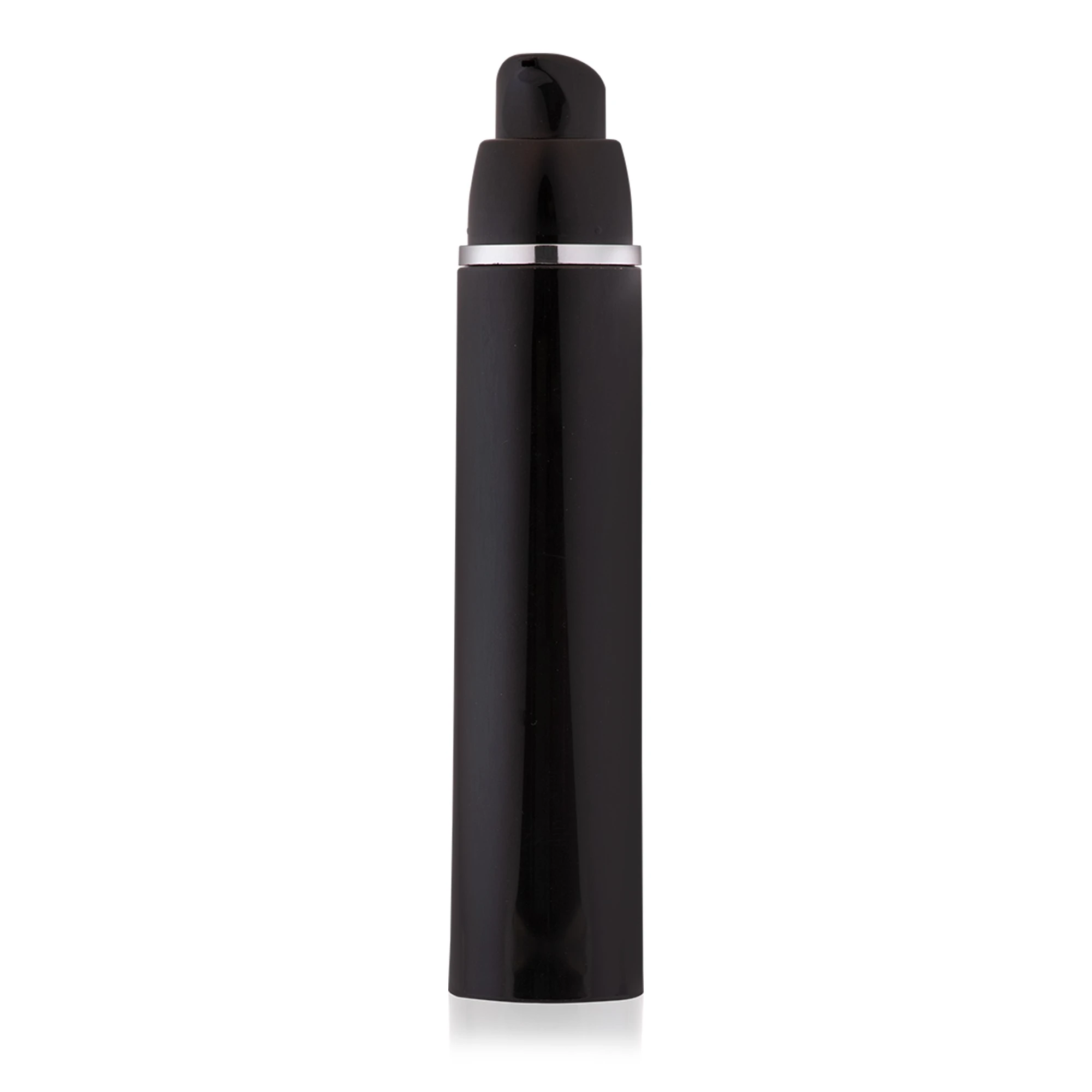 Frasco Airless PTG Preto com Friso Prata 50ml