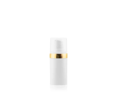 Frasco Airless MEG Branco com Friso Dourado 15ml