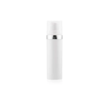 Frasco Airless MEG Branco com Friso Prata 30ml